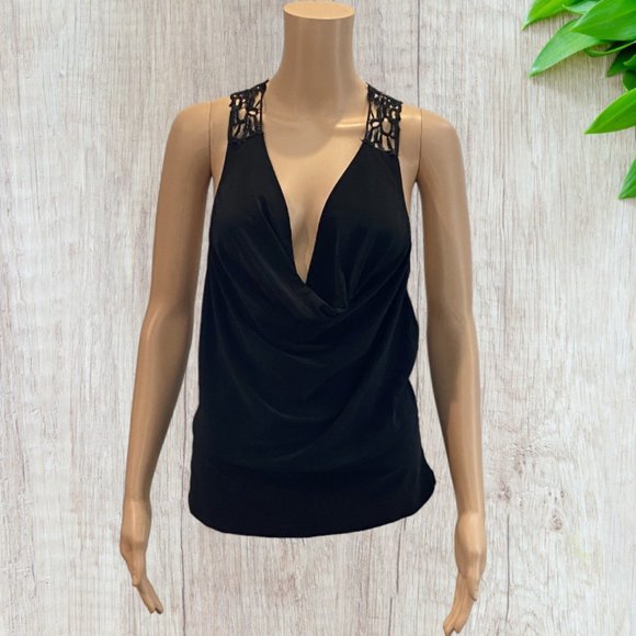 M.K.M. DESIGNS -- Halter Top, Black Sleeveless w/Lace Back/Shoulder Straps, Long - Picture 2 of 13